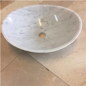 Round Marble Stone Sink Carrara Cd Oval Sink for Bathroom