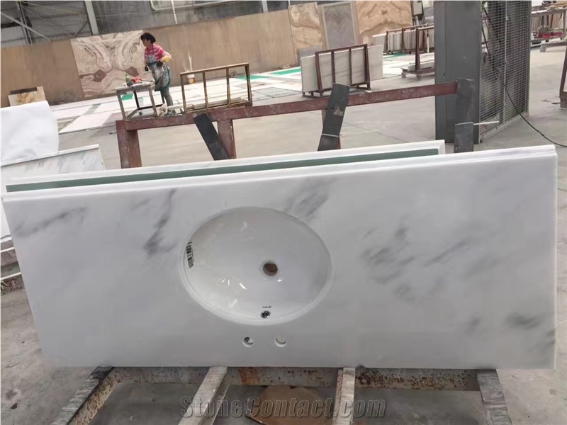 White Marble Vanity Top Calacatta Carrara Countertop for Bathroom