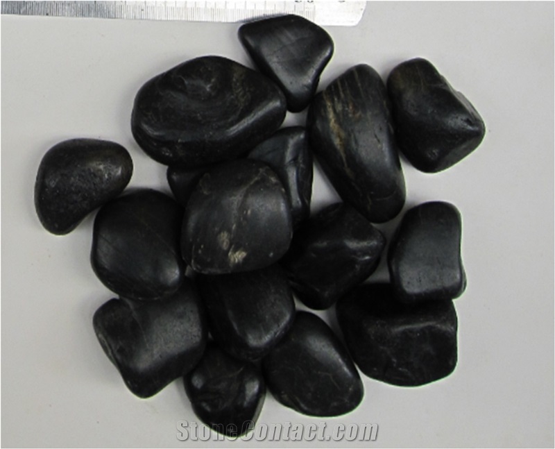 High Polished Absolute Black River Stone&Round Pebbles, Dark Color Natural Rock for Landscaping Decoration/Wall Cladding /Flooring Paving/Foot Massage