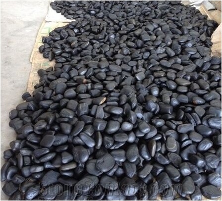 High Polished Absolute Black River Stone&Round Pebbles, Dark Color Natural Rock for Landscaping Decoration/Wall Cladding /Flooring Paving/Foot Massage