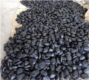 High Polished Absolute Black River Stone&Round Pebbles, Dark Color Natural Rock for Landscaping Decoration/Wall Cladding /Flooring Paving/Foot Massage