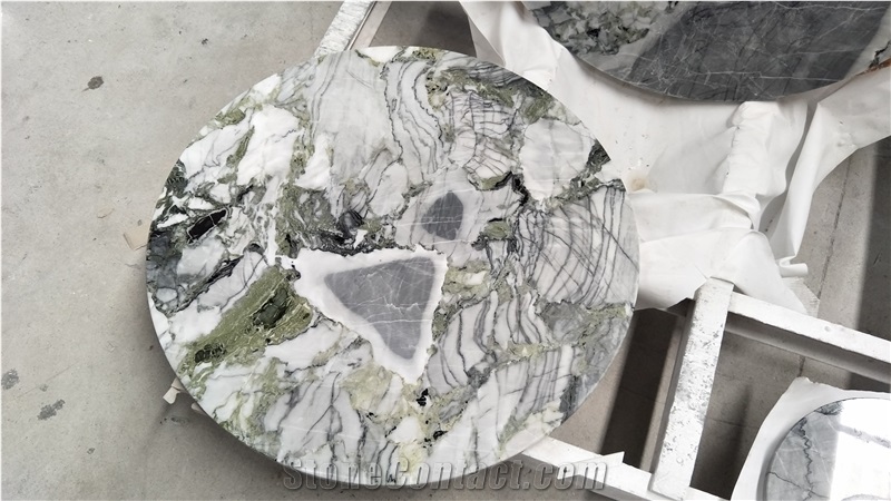 Natural Stone Green Jade Granite Round Table Work Tops for Outdoor, Furniture Reception Desk Luxury Design Special Pattern, Factory Good Edge Finish