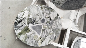 Natural Stone Green Jade Granite Round Table Work Tops for Outdoor, Furniture Reception Desk Luxury Design Special Pattern, Factory Good Edge Finish