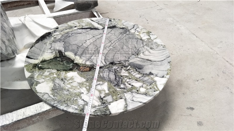 Natural Stone Green Jade Granite Round Table Work Tops for Outdoor, Furniture Reception Desk Luxury Design Special Pattern, Factory Good Edge Finish