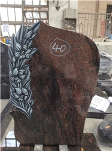 China Factory Direct Bahama Blue, Onion Blue Monuments Engraved Rose Flower, Western Style Headstone Cemetery, Personal Tombstone