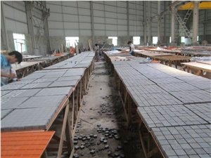 China G684 Black Granite Basalt Surface and Sides Natural Split, Flamed Pavers, Cubes on Net, Walk Way Driveway Paving Stone, Landscaping Road Stone
