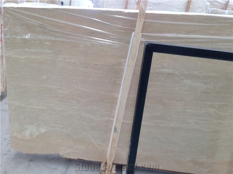 Medium Travertine Tiles & Slabs, Dark Travertine (Dark Cream Travertine) Flooring Tiles, Beige Polished Wall Covering Tiles