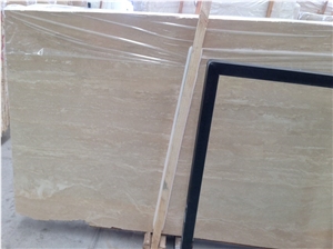 Medium Travertine Tiles & Slabs, Dark Travertine (Dark Cream Travertine) Flooring Tiles, Beige Polished Wall Covering Tiles