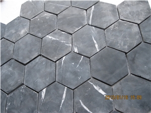 Polished Black Marble Hexagon Mosaic, Polished Nero Marble Hexagon Mosaic