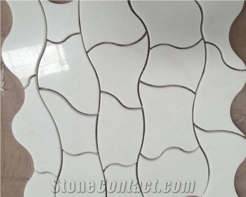 Polished Special Pattern Mosaic Tiles, White Marble Mosaic Marble Mosaic for Wall,Bathroom Floor