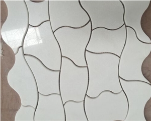 Polished Special Pattern Mosaic Tiles, White Marble Mosaic Marble Mosaic for Wall,Bathroom Floor