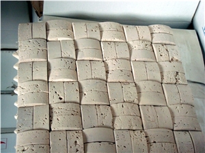 Travertine Curved Mosaic, Travertine 3d Mosaic, Travertine Unfilled Mosaic