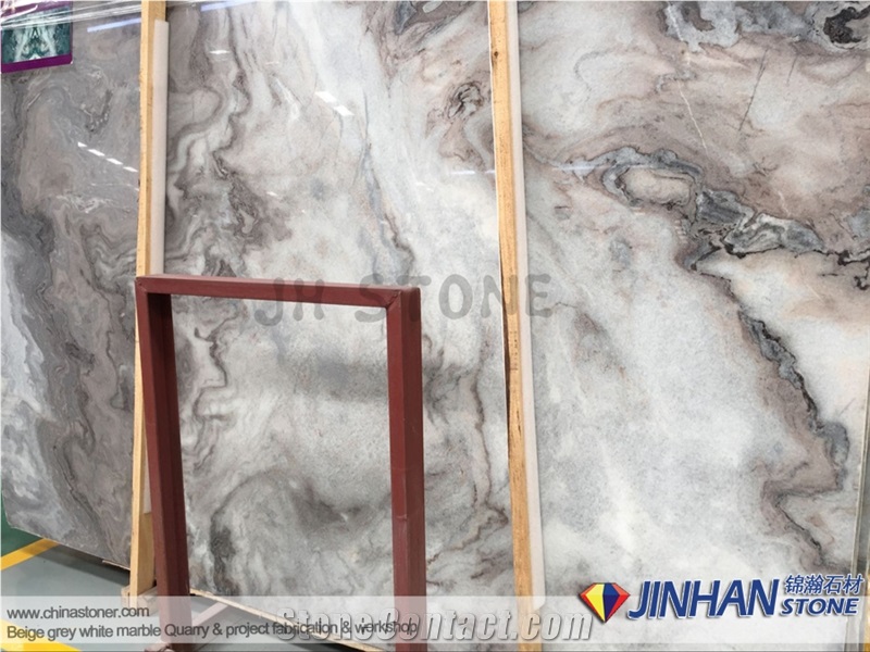 Unique Fusion Cream & Grey Marble Polishing Slab and Tile