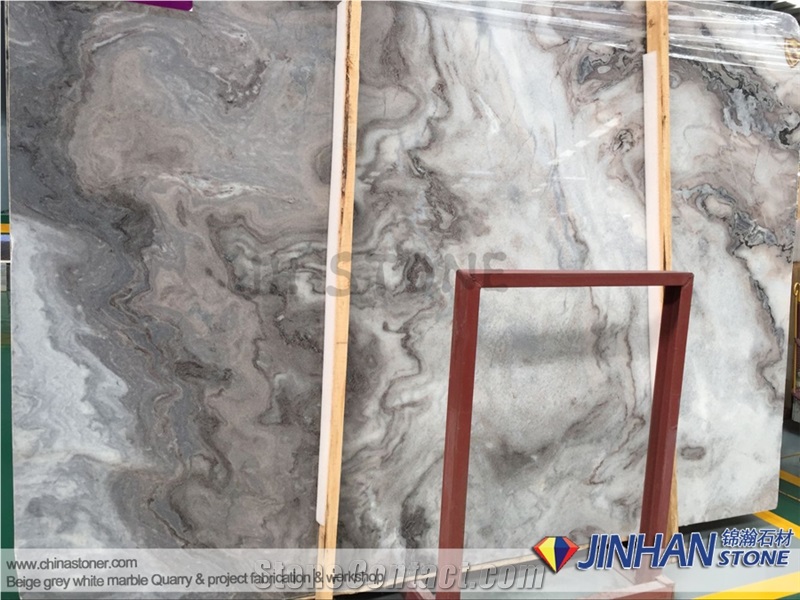 Unique Fusion Cream & Grey Marble Polishing Slab and Tile