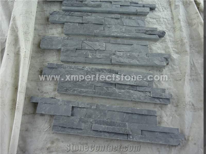 Cheap China Black Slate Cultured Stone for Wall Cladding Decor, Ledge/Loose Stone Feature Wall, Natural Building Stone Wall