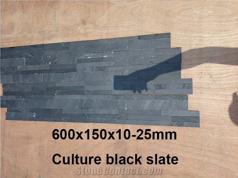 Cheap China Black Slate Cultured Stone for Wall Cladding Decor, Ledge/Loose Stone Feature Wall, Natural Building Stone Wall