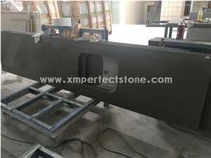 Customized Size Pure Grey Quartz Counterop for Caesarstone Quartz Kitchen Countertops