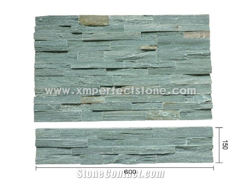 Green Slate Cultured Tiles for Wall Cladding/Chine Jade Slate Natural Split 600*150*10-25mm