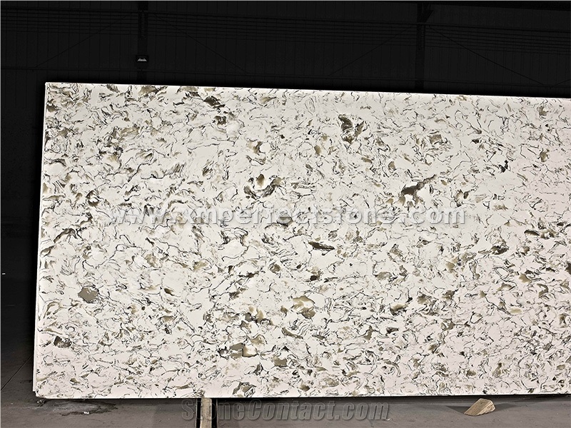 Multicolor Quartz with Brown Flower for Engineered Stone Kitchen Countertops