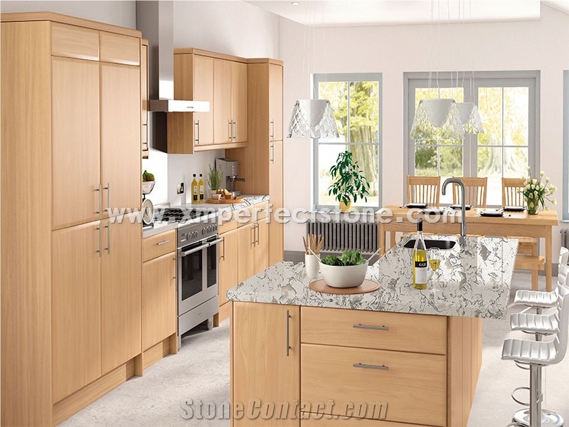 Multicolor Quartz with Brown Flower for Engineered Stone Kitchen Countertops