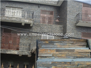 Nature Cultured Stone Panel, Wall Veneer, Ledge Stacked Cladding, Corner, Cement Facade Feature Cladding