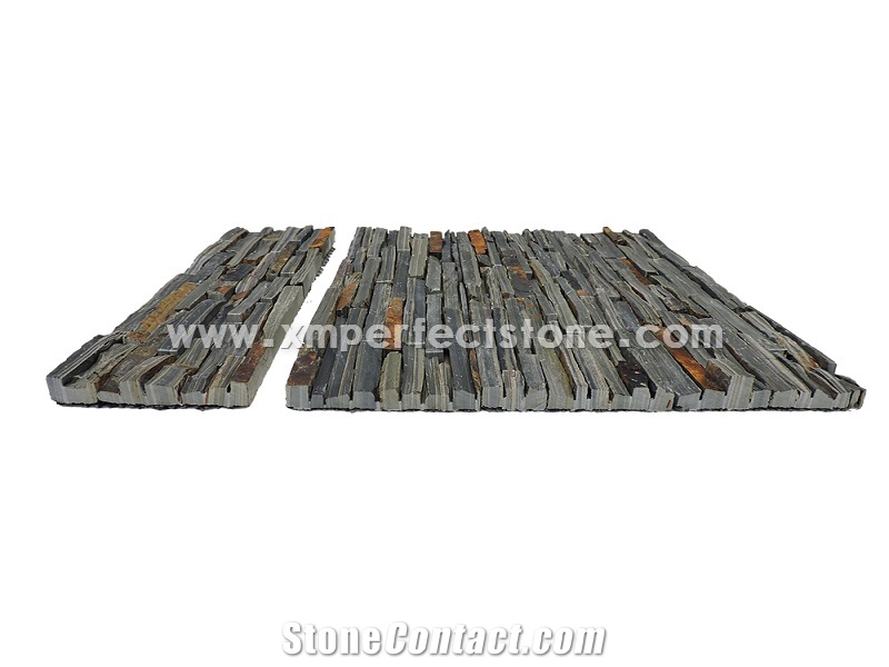 Rusty Slate Cultured Strips/Split Face Rusty Culture Stone/Gold Slate Thin Stone Veneer