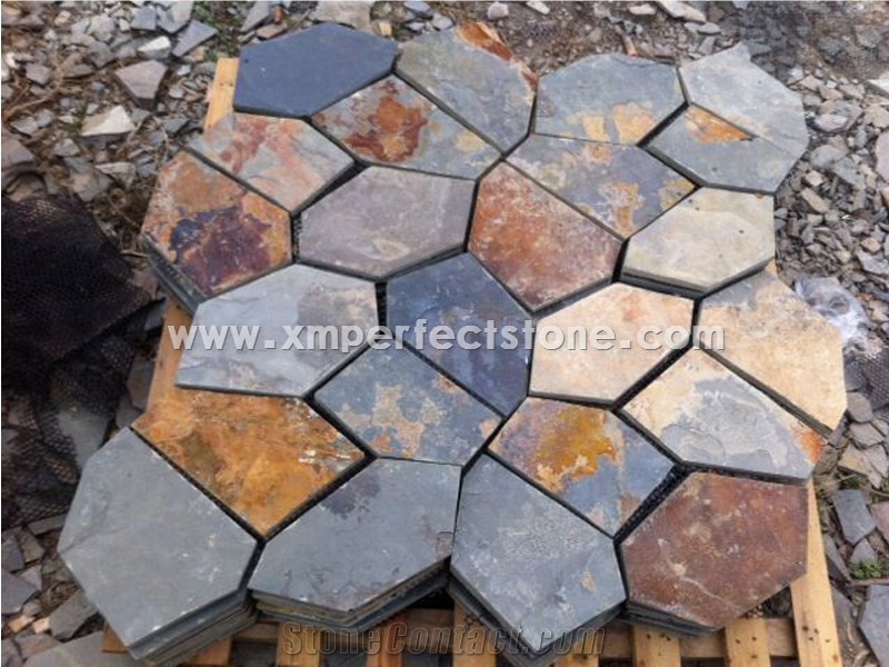 Yellow Random Flagstones,Irregular Flagstones,Flag Walkway Pavers Slate Tiles