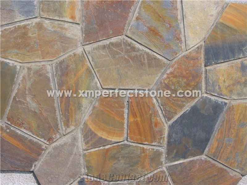 Yellow Random Flagstones,Irregular Flagstones,Flag Walkway Pavers Slate Tiles