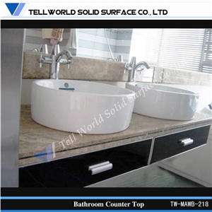 2017 Best Selling High End Integrated Acrylic Solid Surface Bathroom Sink and Countertop