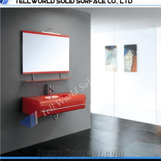 2017 Best Selling High End Integrated Acrylic Solid Surface Bathroom Sink and Countertop