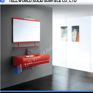 2017 Best Selling High End Integrated Acrylic Solid Surface Bathroom Sink and Countertop