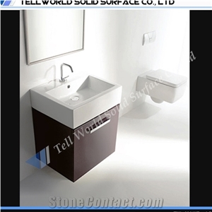Acrylic Solid Surface Commercial Bathroom Vanity Units Artificial Stone Countertop Vanity Sinks