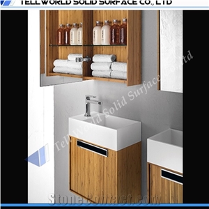 Acrylic Solid Surface Commercial Bathroom Vanity Units Artificial Stone Countertop Vanity Sinks