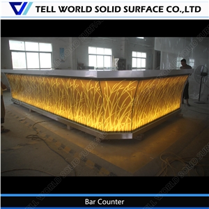 Acrylic Solid Surface Customized Shaped Light up Bar Counter Acrylic Solid Surface Customized Shaped Light up Bar Counter