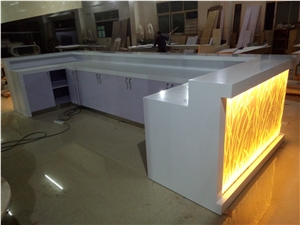 Acrylic Solid Surface Customized Shaped Light up Bar Counter