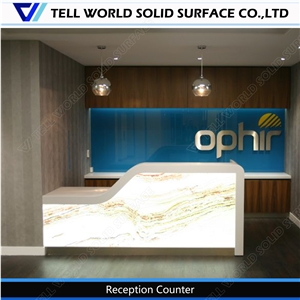 Acrylic Solid Surface New Design Beauty Lobby Reception Counter Office Front Standing Desk