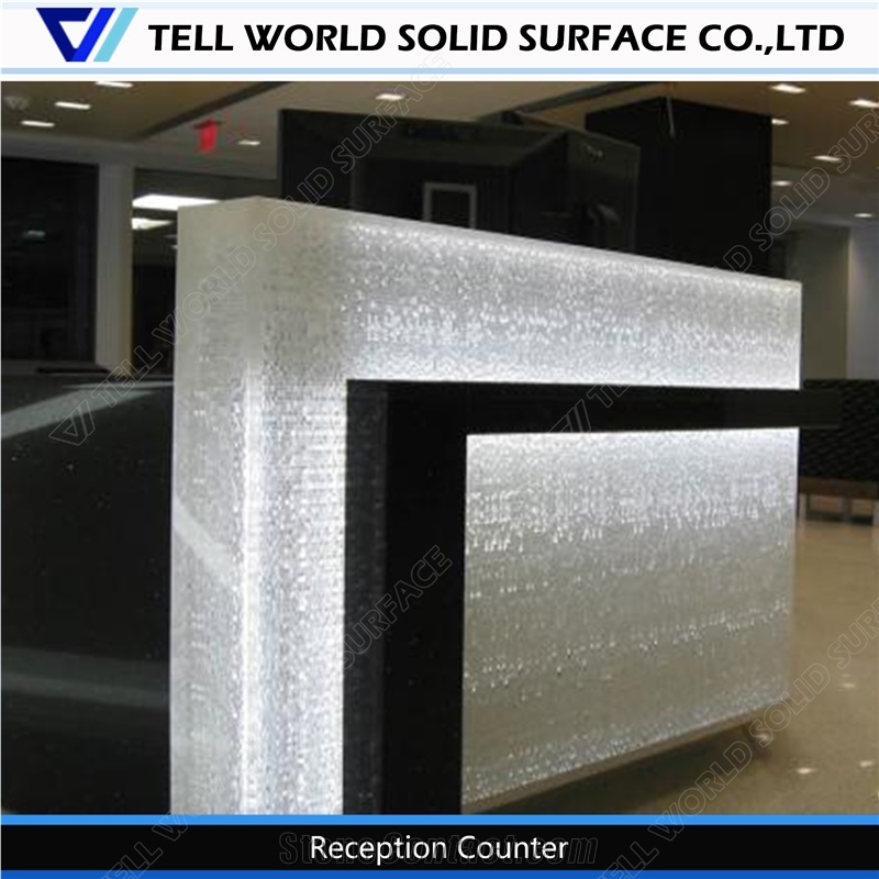 Acrylic Solid Surface Reception Counter Artificial Stone Front Desk