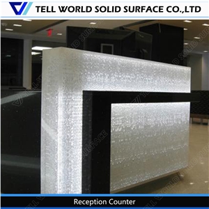 Acrylic Solid Surface Reception Counter Artificial Stone Front Desk