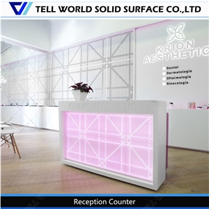 Acrylic Solid Surface Reception Counter Artificial Stone Front Desk