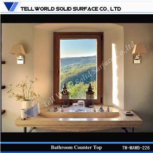 Acrylic Solid Surface Simple Design Prefab Bathroom Basins, Sinks