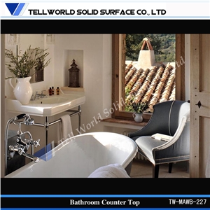 Acrylic Solid Surface Simple Design Prefab Bathroom Basins, Sinks