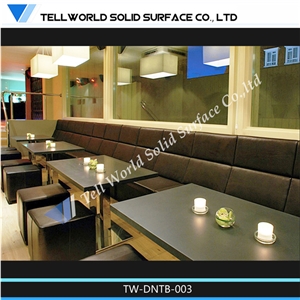 Artificial Quartz Stone Solid Surface Black/White Square Shape Dining Table for Restaurant Artificial Quartz Stone Solid Surface Black/White Square Shape Dining Table for Restaurant