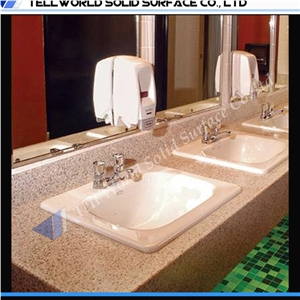 Artificial Stone Counter Top Wash Basin Hotel Sanitary Acrylic Solid Surface Sink Wash Basin