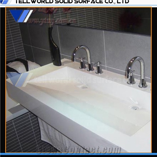 Artificial Stone Counter Top Wash Basin Hotel Sanitary Acrylic Solid Surface Sink Wash Basin