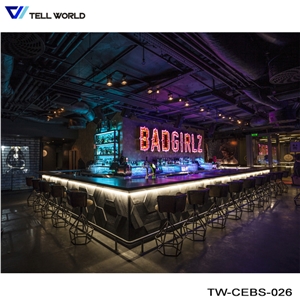 Artificial Stone Customized Curved Modern Bar Counter Led Bar Counter for Nigjt Club