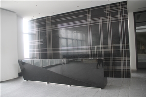 Artificial Stone Modern Black Reception Counter for Sale Artificial Stone Modern Black Reception Counter for Sale