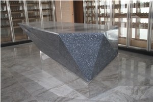 Artificial Stone Modern Black Reception Counter for Sale