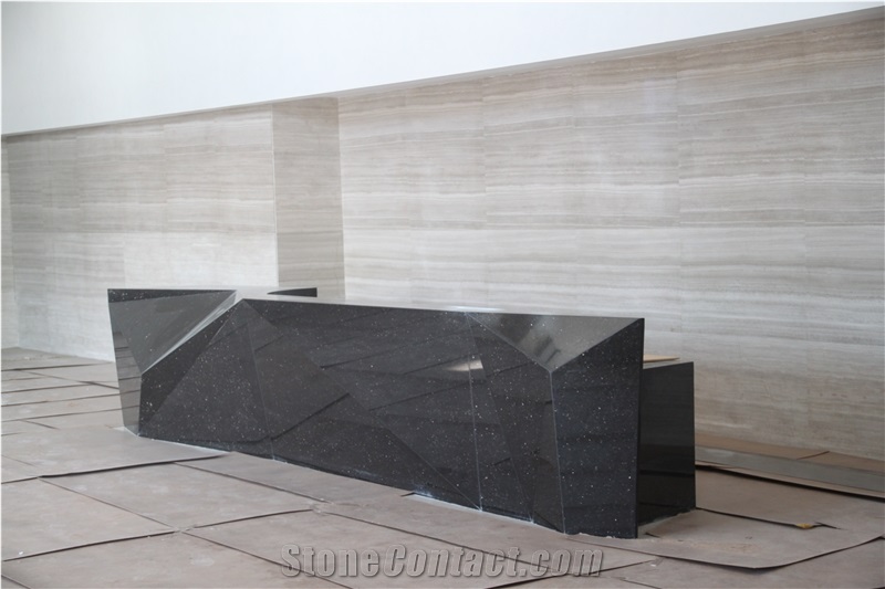Artificial Stone Modern Black Reception Counter for Sale