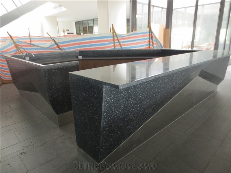 Artificial Stone Modern Black Reception Counter for Sale