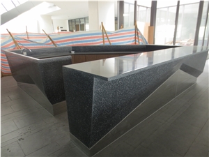 Artificial Stone Modern Black Reception Counter for Sale